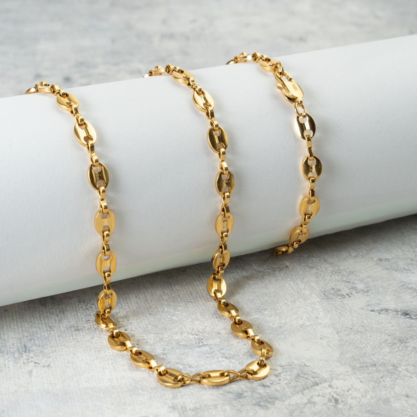 Combo de Cadena y Pulsera Grano de Café para Hombre en Oro Laminado 18K