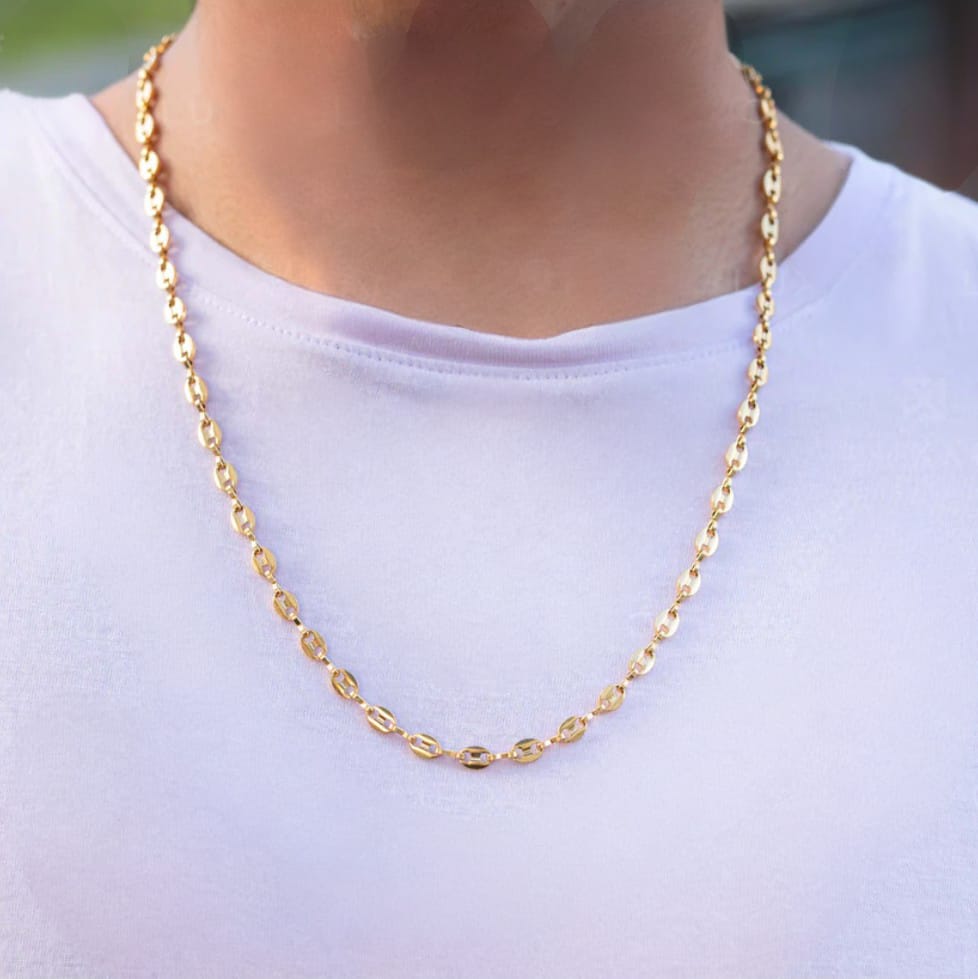 Cadena Grano de Cafe para Hombre en Oro Laminado 18K