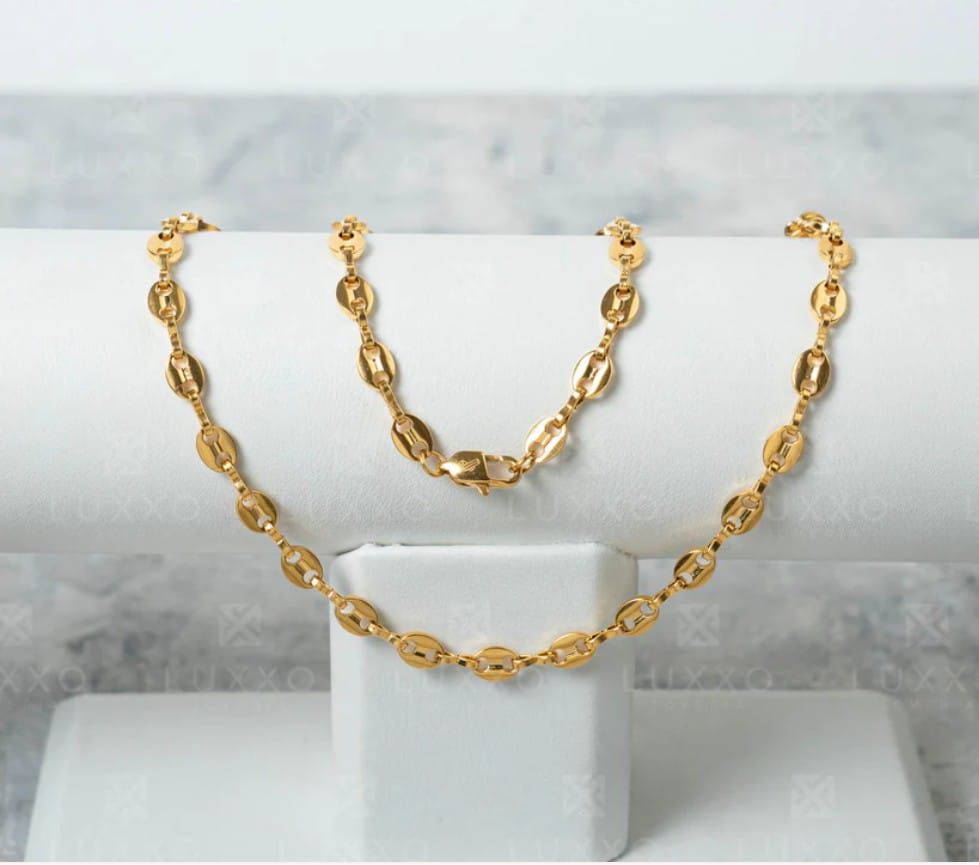 Cadena Grano de Cafe para Hombre en Oro Laminado 18K