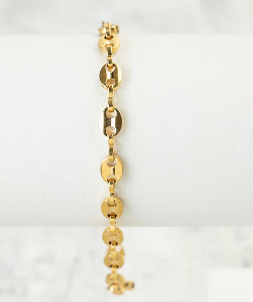 Combo de Cadena y Pulsera Grano de Café para Hombre en Oro Laminado 18K