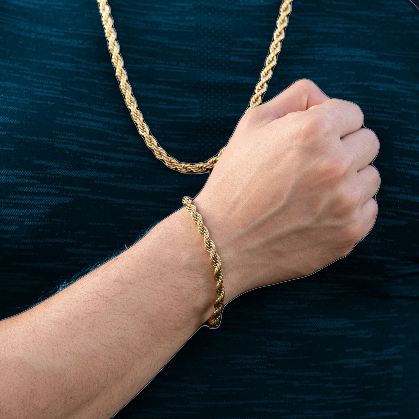 Combo de Cadena y Pulsera Lazo para Hombre en Oro Laminado 18K